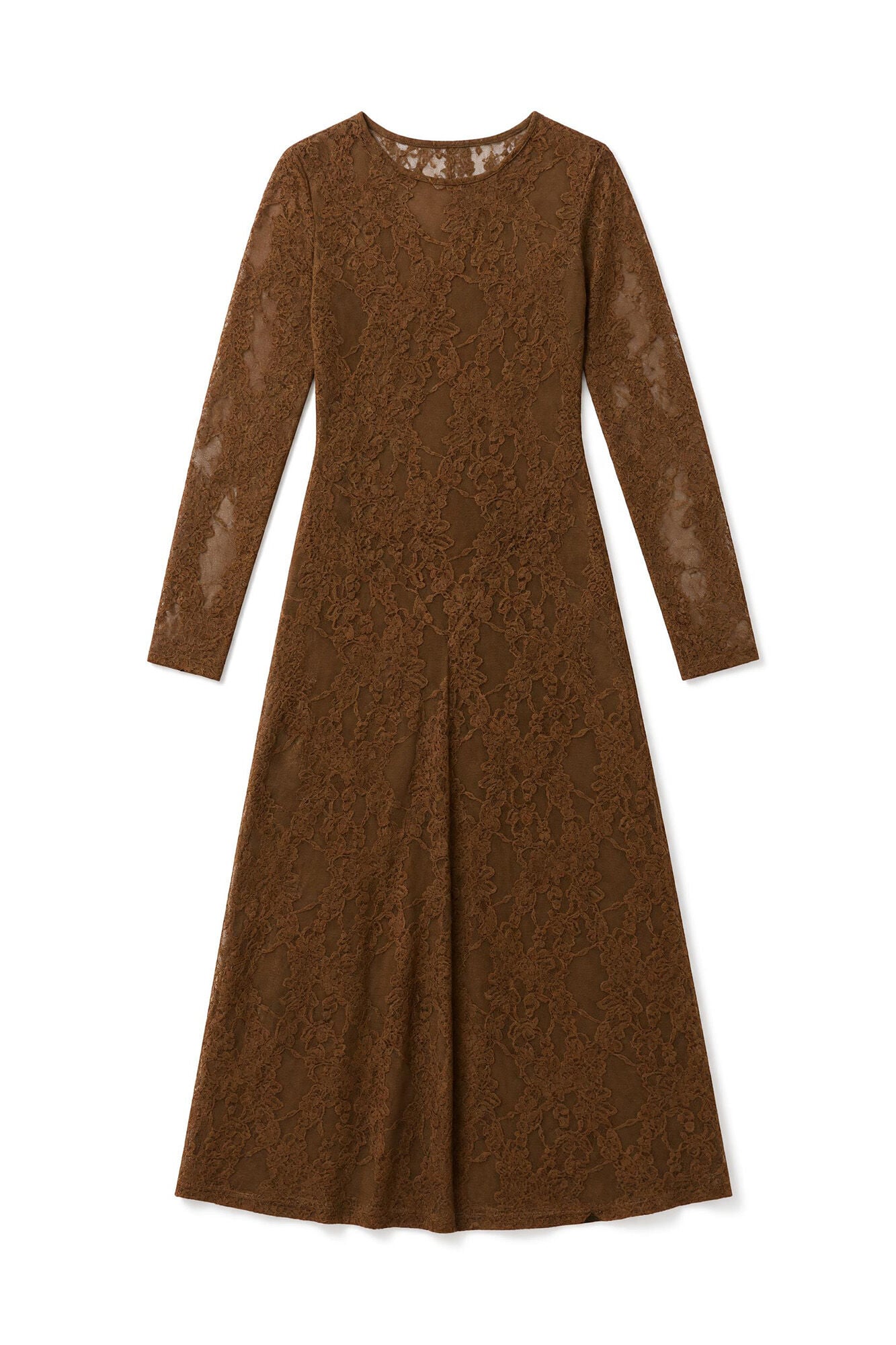 Slowlove Lace flared dress Camel
