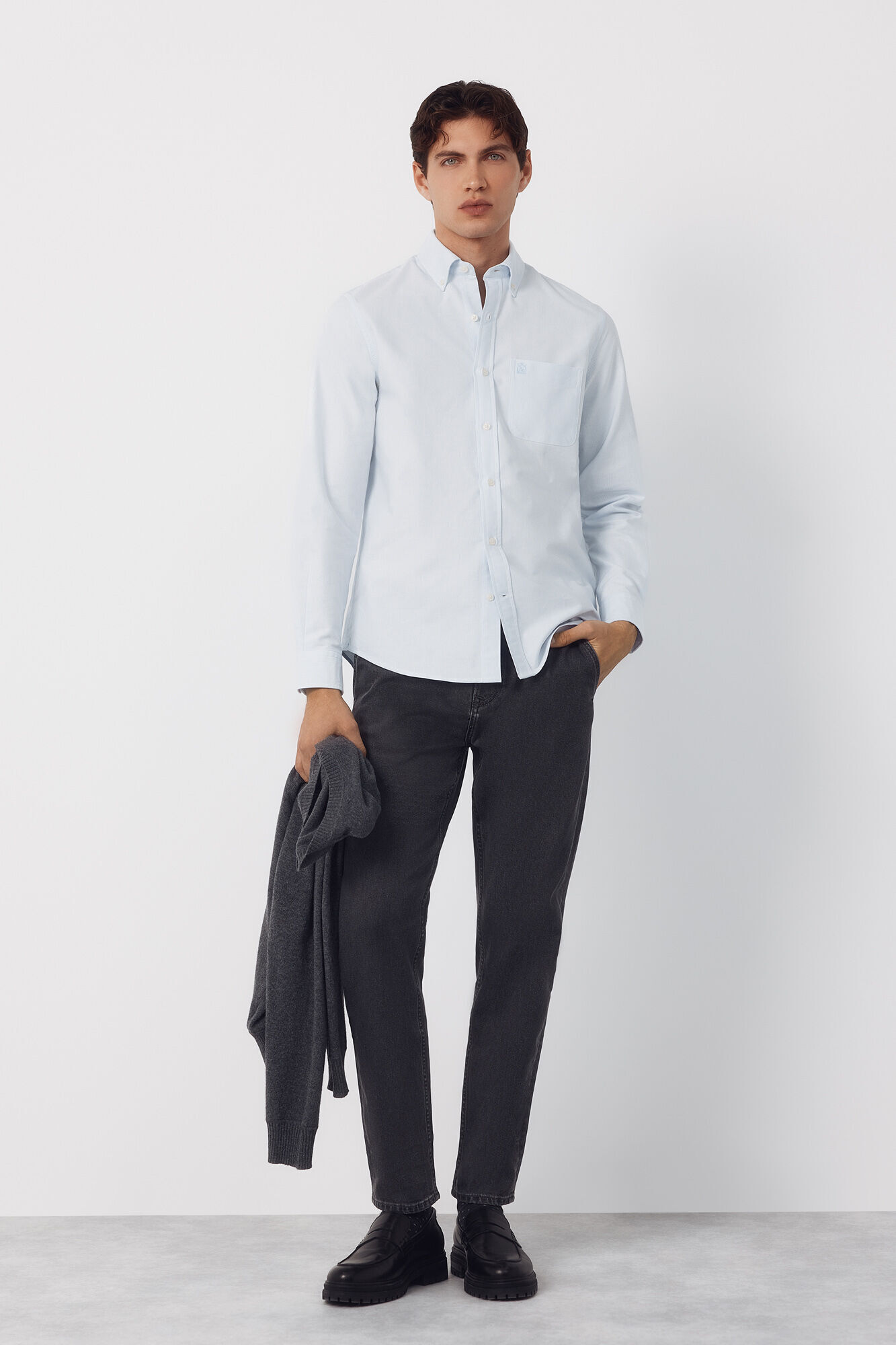 Cortefiel Camisa oxford listrada com vela Azul