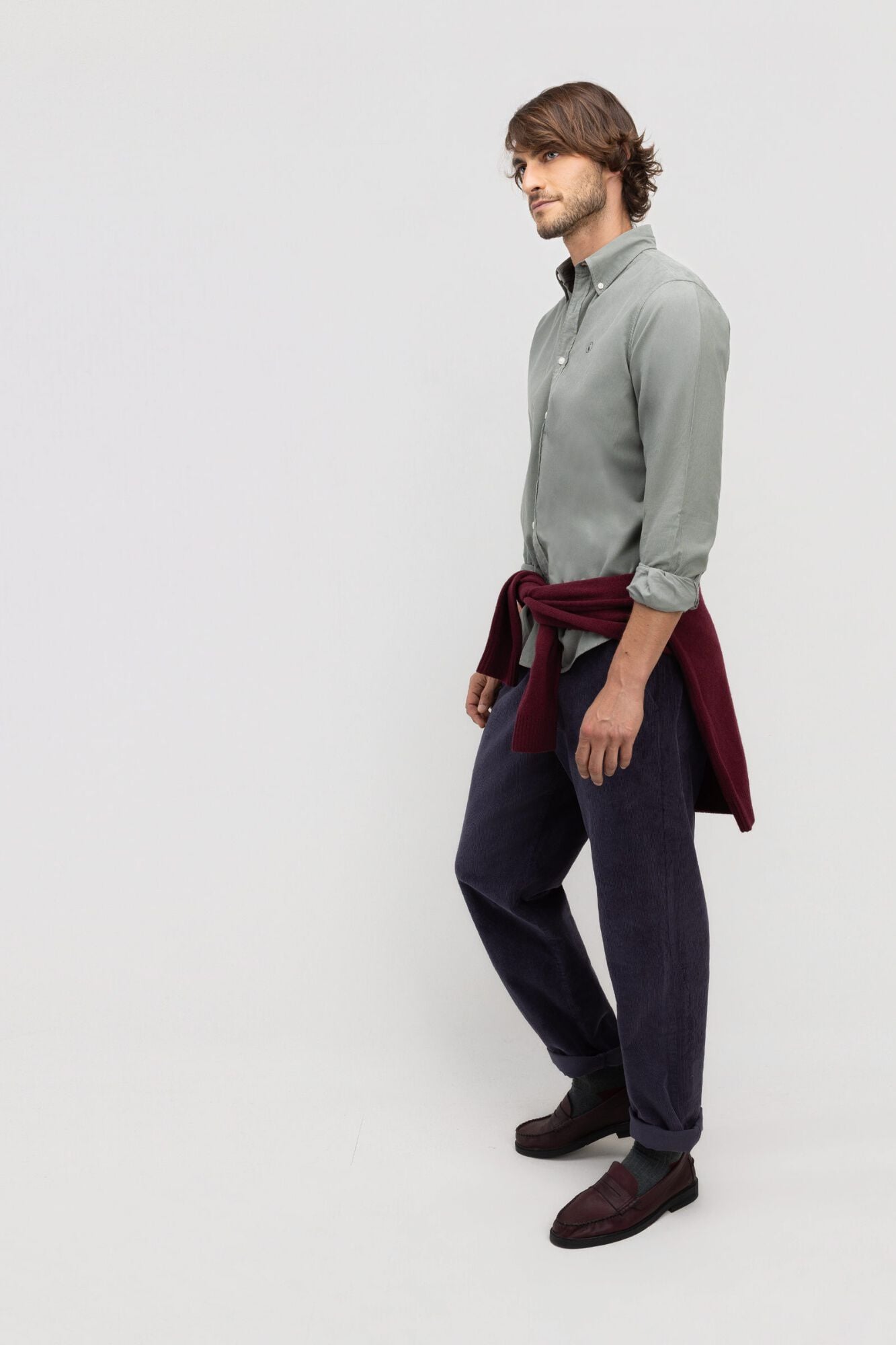 El Ganso Camisa de bombazina Garment Dyed Button Down Verde