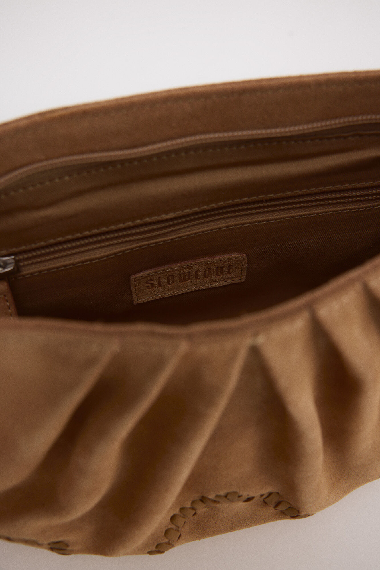 Slowlove Split leather crossbody Beige