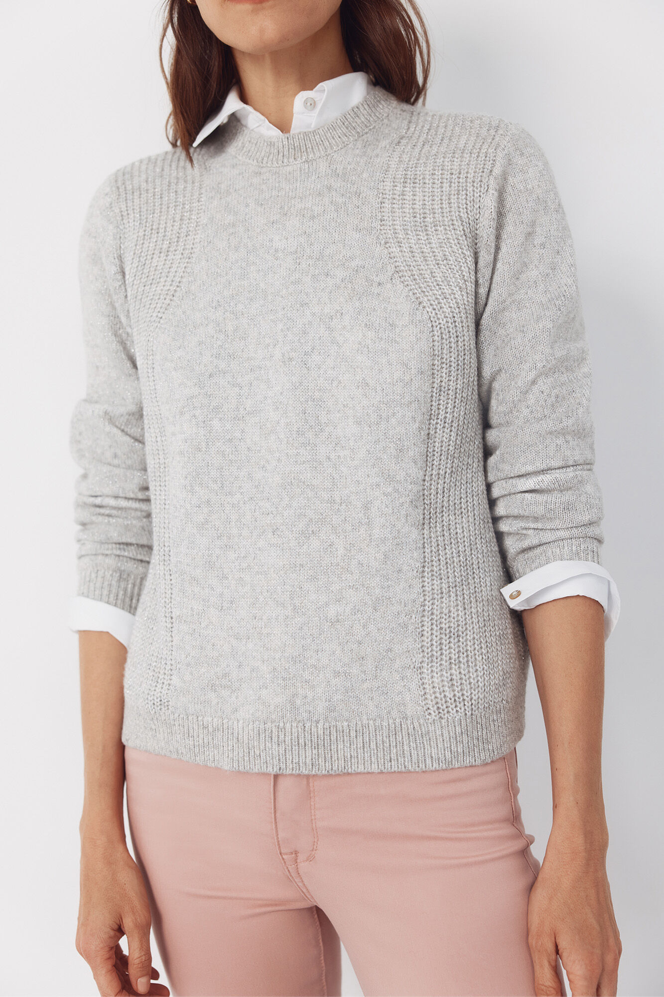 Cortefiel Combined knit jumper Grey