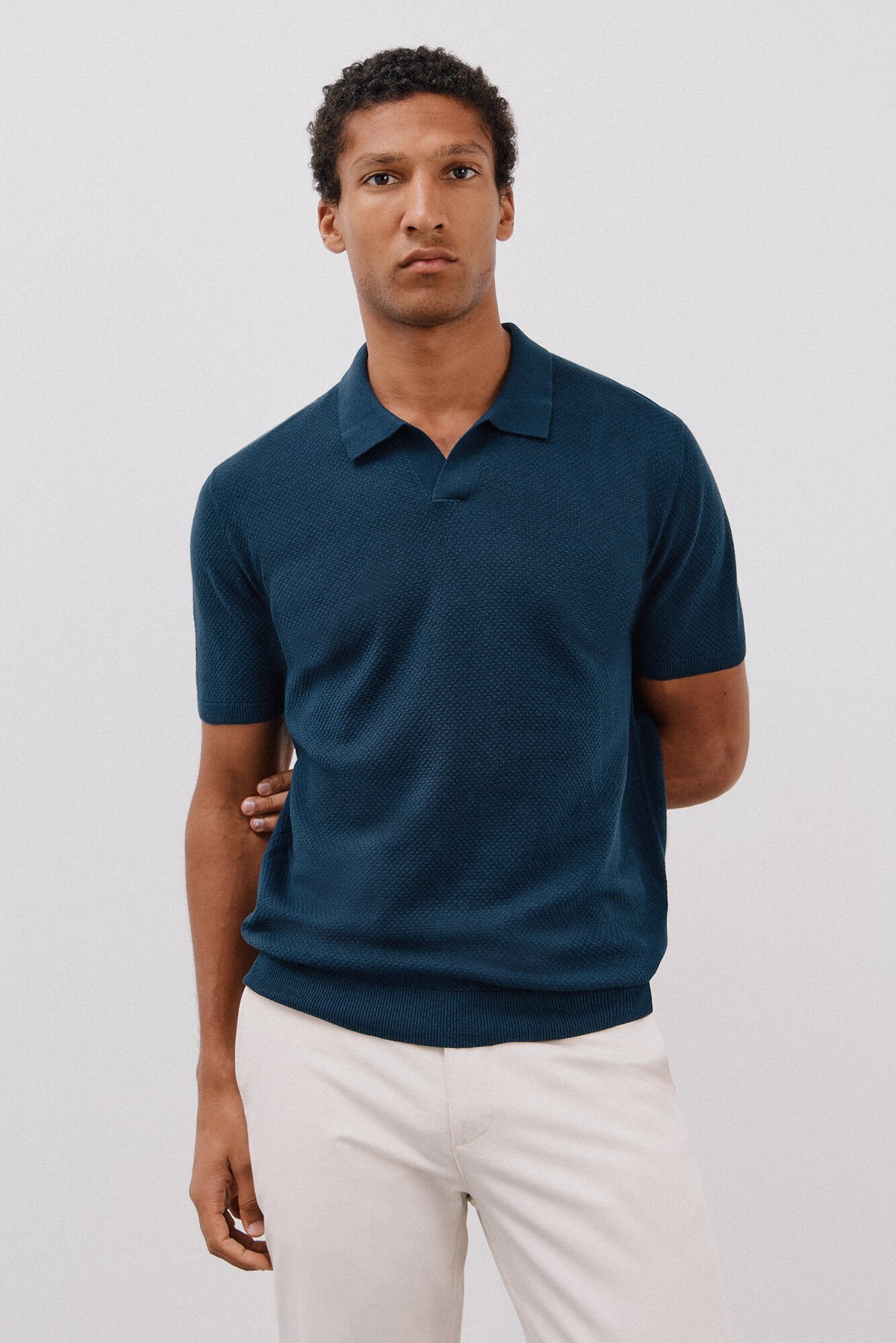 Cortefiel Jersey polo manga corta algod&oacute;n estructura Azul marino