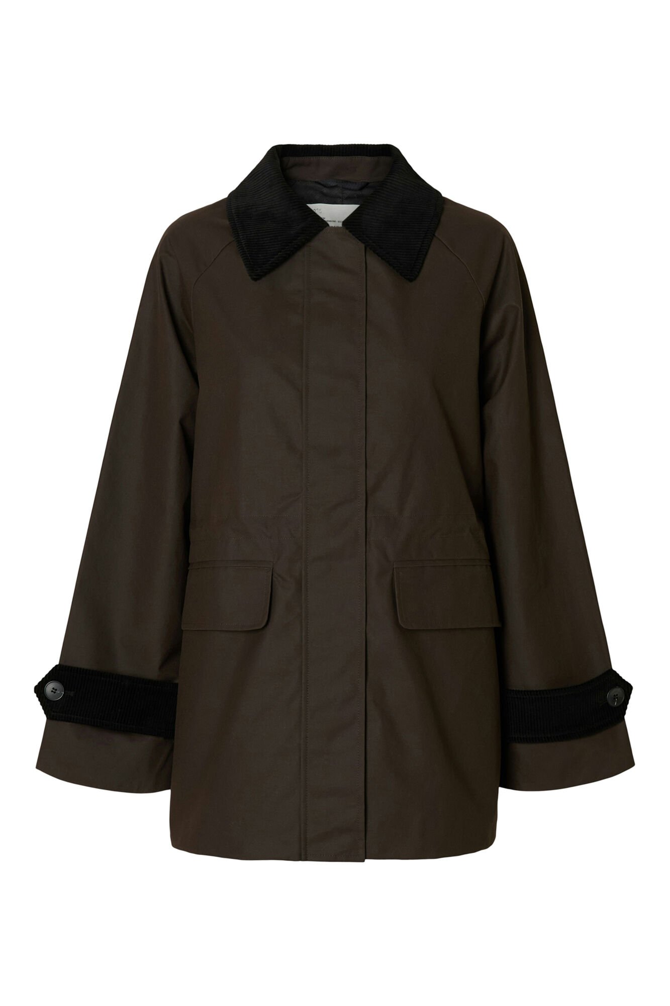 Selected Blus&atilde;o de gola de veludo cotel&ecirc; 100% algod&atilde;o org&acirc;nico  Castanho