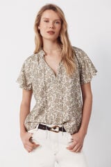 Cortefiel Raglan sleeve blouse Printed green