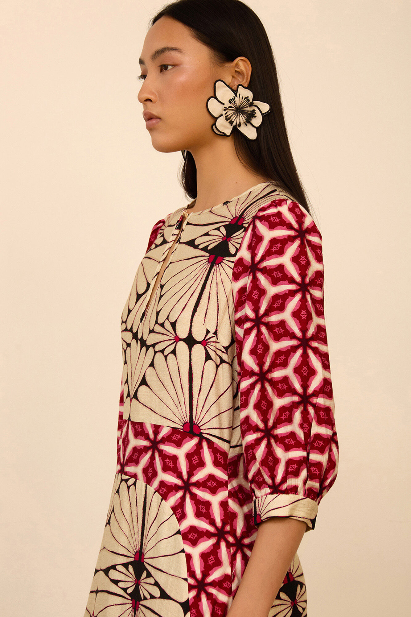 Meisie Vestido comprido estampado Impress&atilde;o