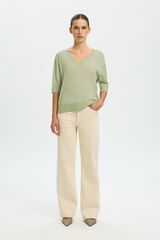 Selected 100% merino wool short sleeve jumper Green