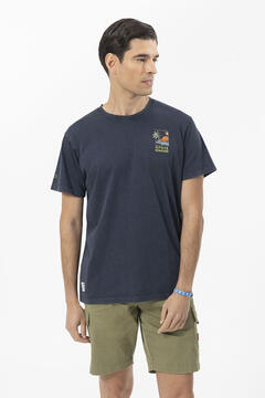 Cortefiel T-shirt estampagem palmeiras Azul