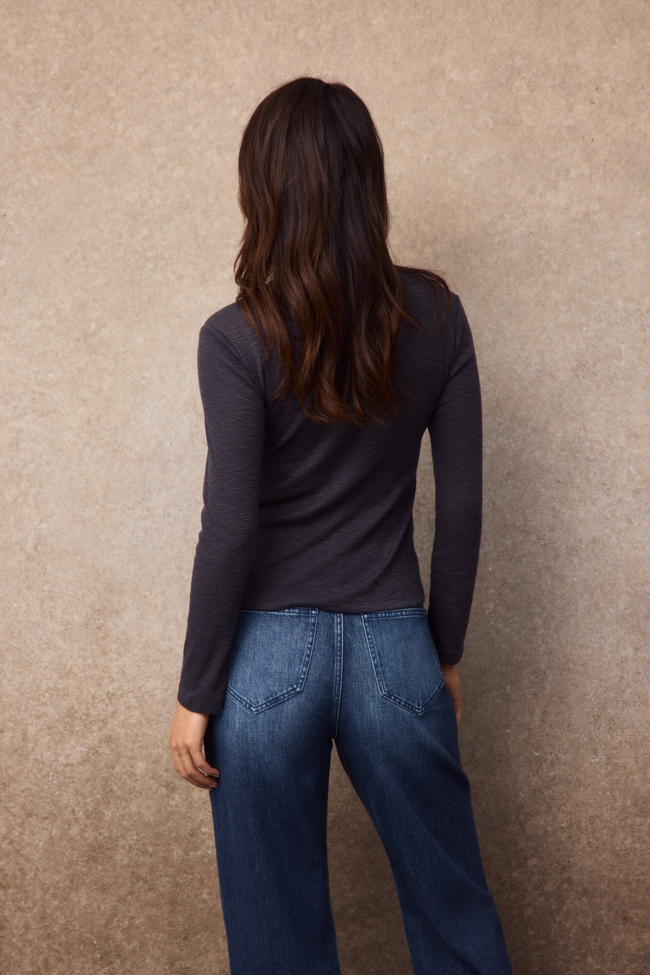 Slowlove Top decote em renda Cinzento