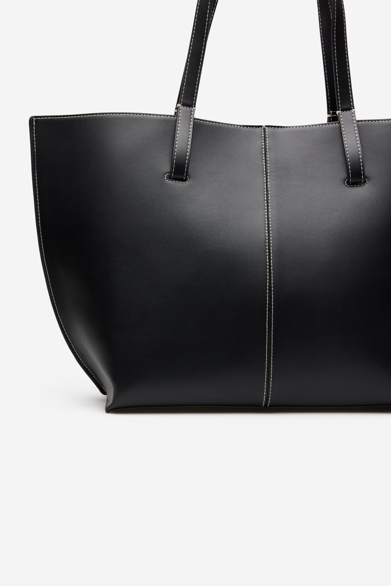 Cortefiel Basic shopper bag with stitching Black
