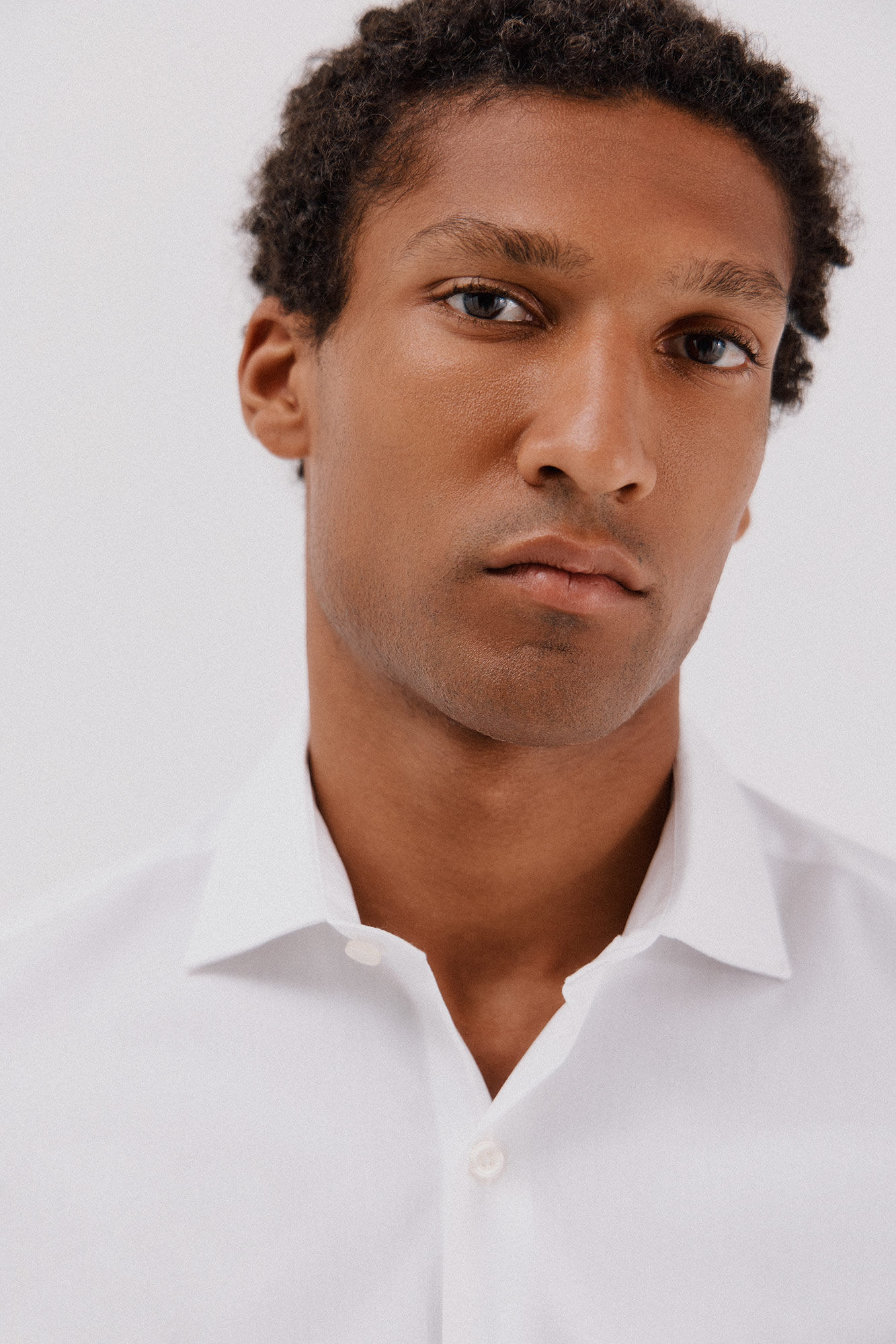 Cortefiel Camisa social riscas de algod&atilde;o tencel Branco