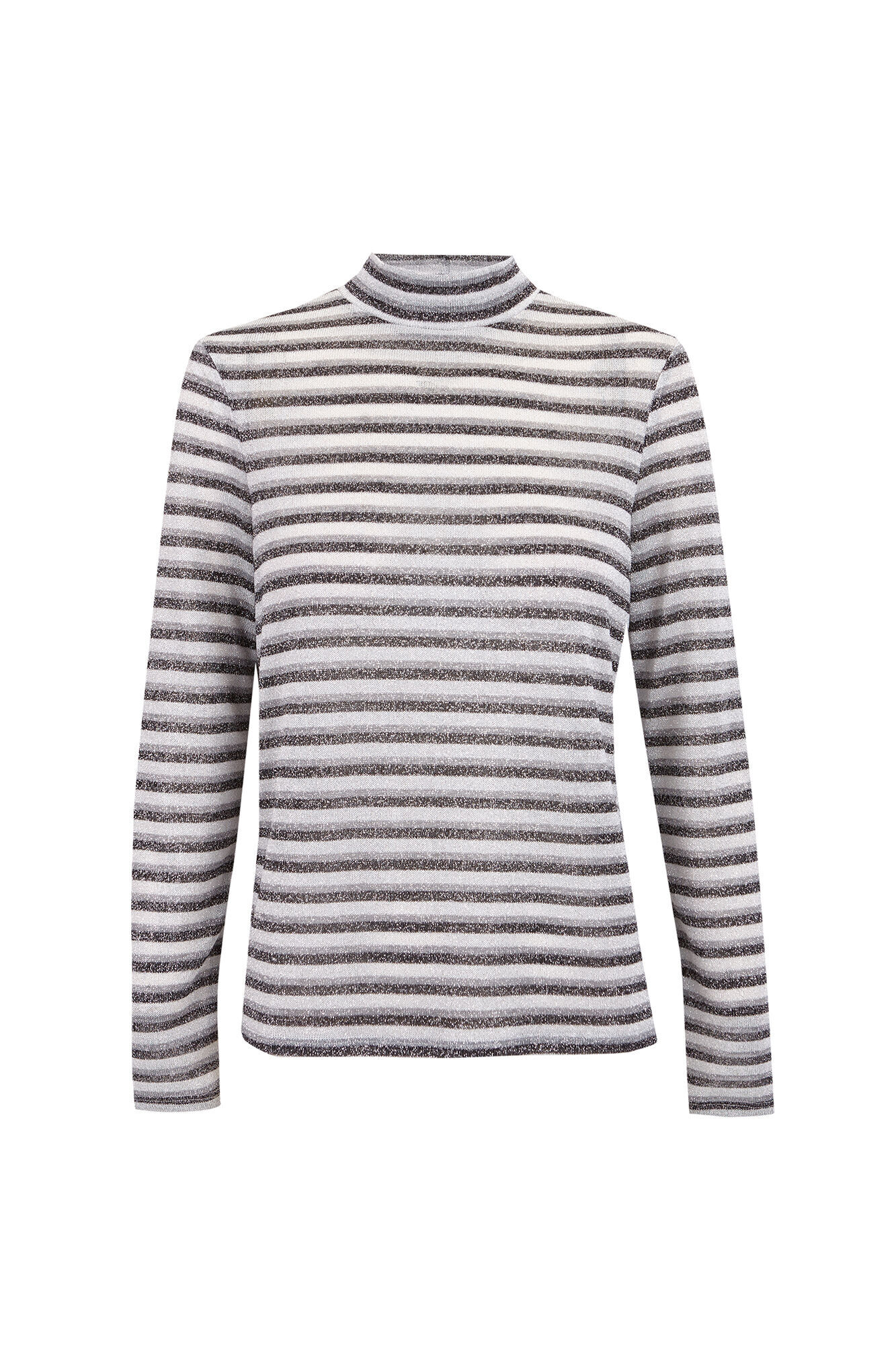 Slowlove Camiseta cuello alto rayas lurex Estampado gris