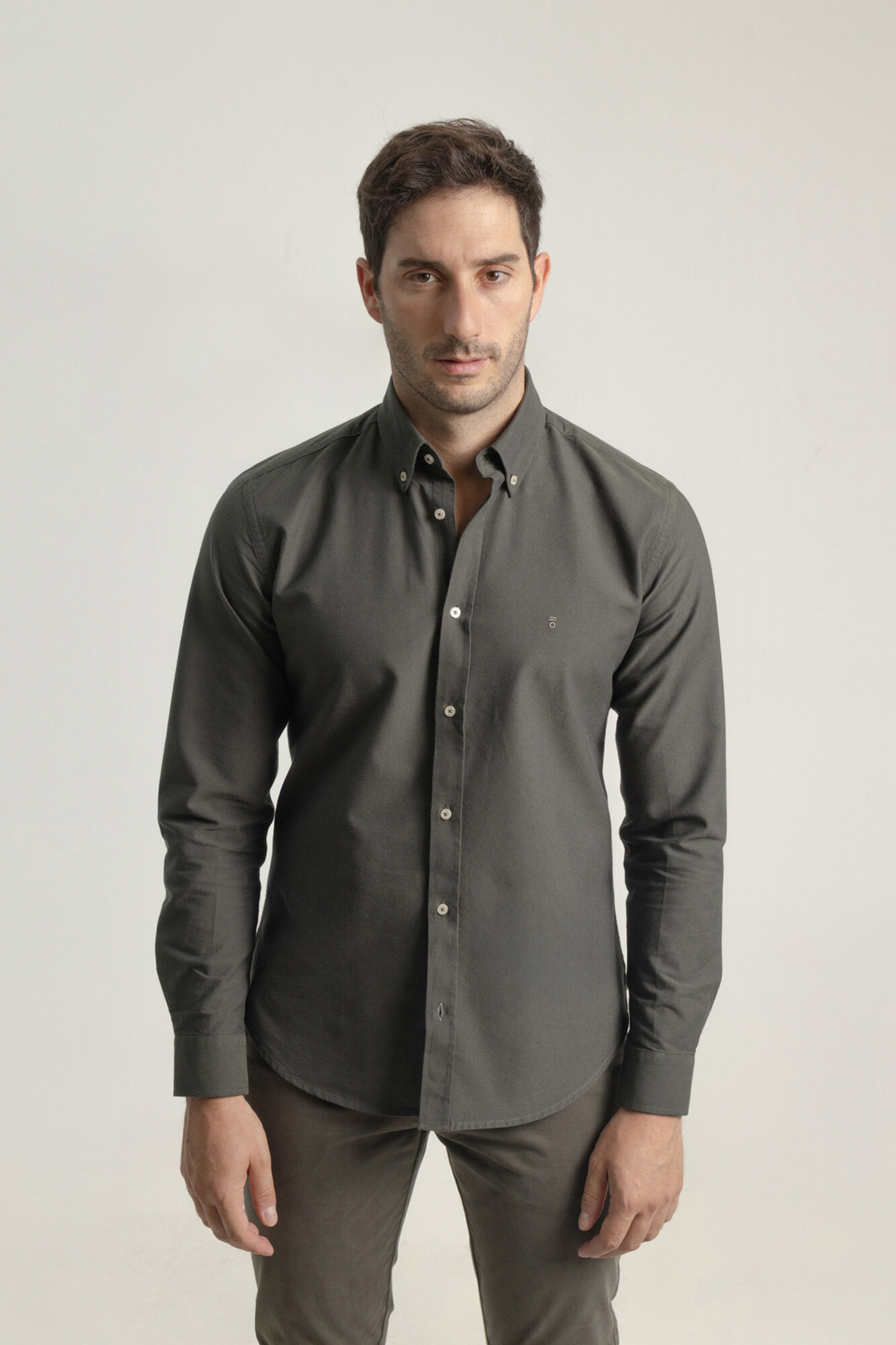 PuroEGO Camisa oxford de algod&atilde;o slim fit