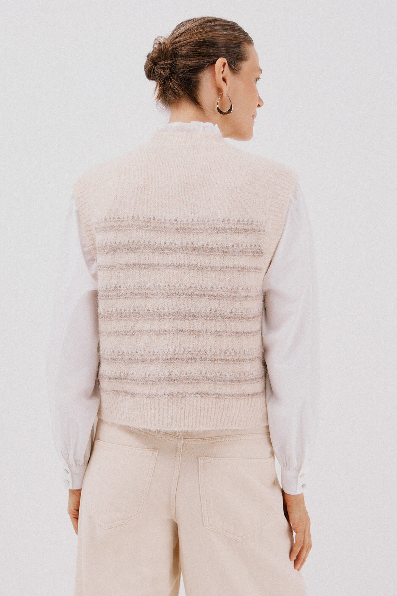Cortefiel jersey-knit vest Ivory