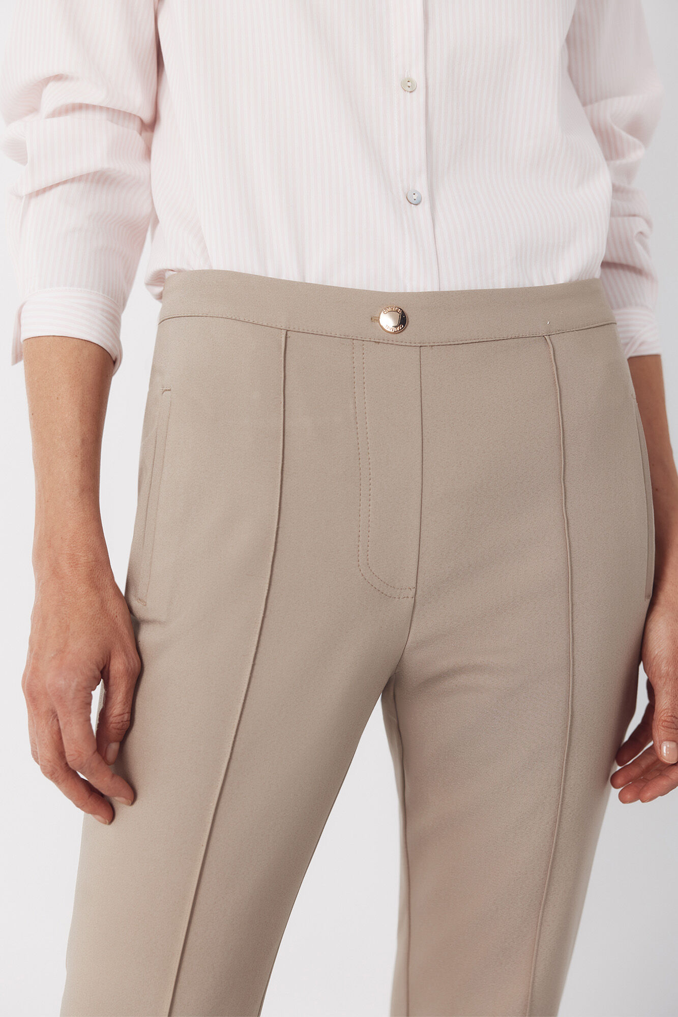 Cortefiel Pantal&oacute;n skinny el&aacute;stico Beige