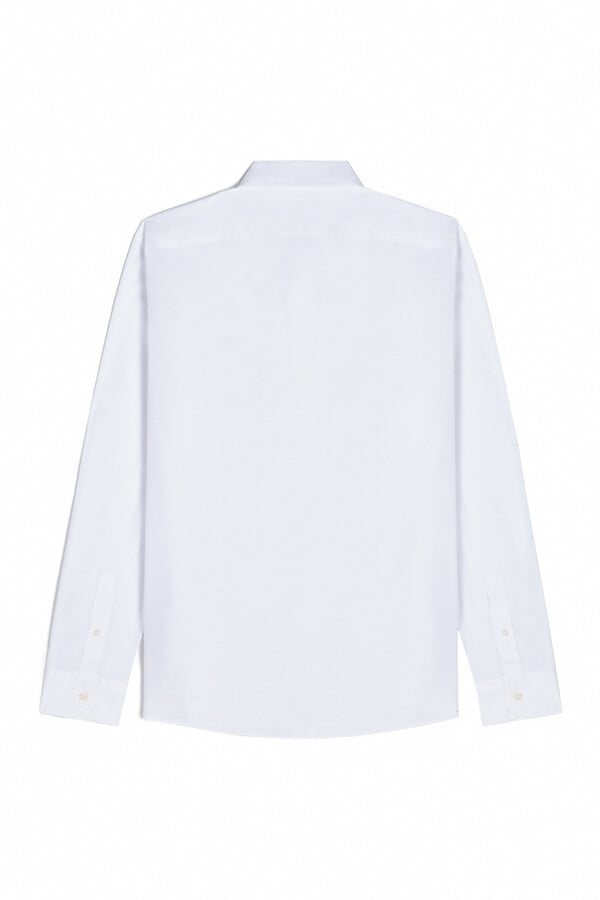 Cortefiel Camisa lisa manga larga Blanco