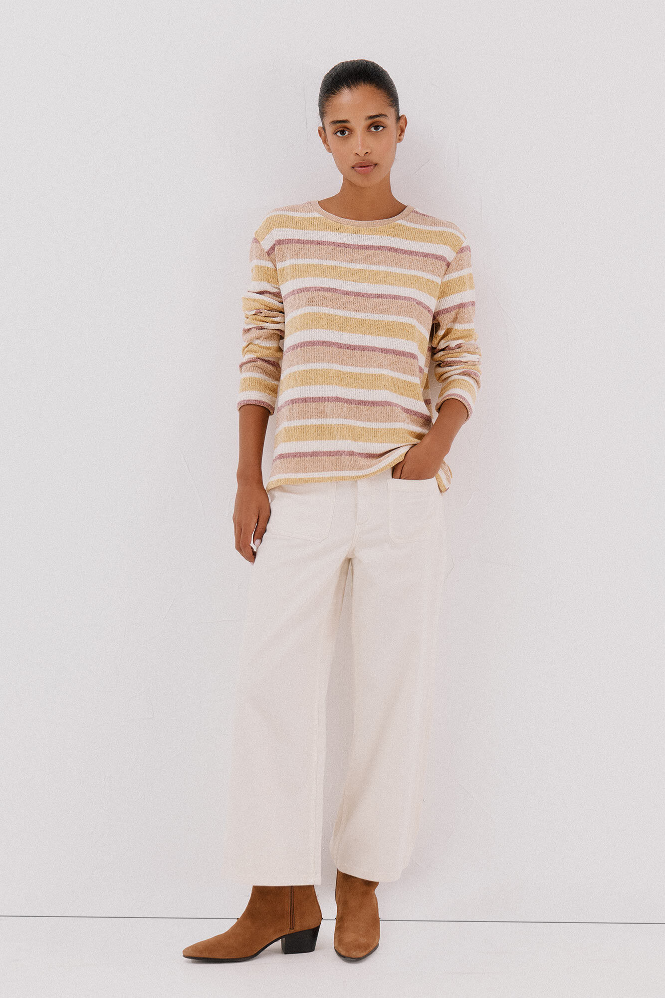 Cortefiel striped chenille t-shirt
