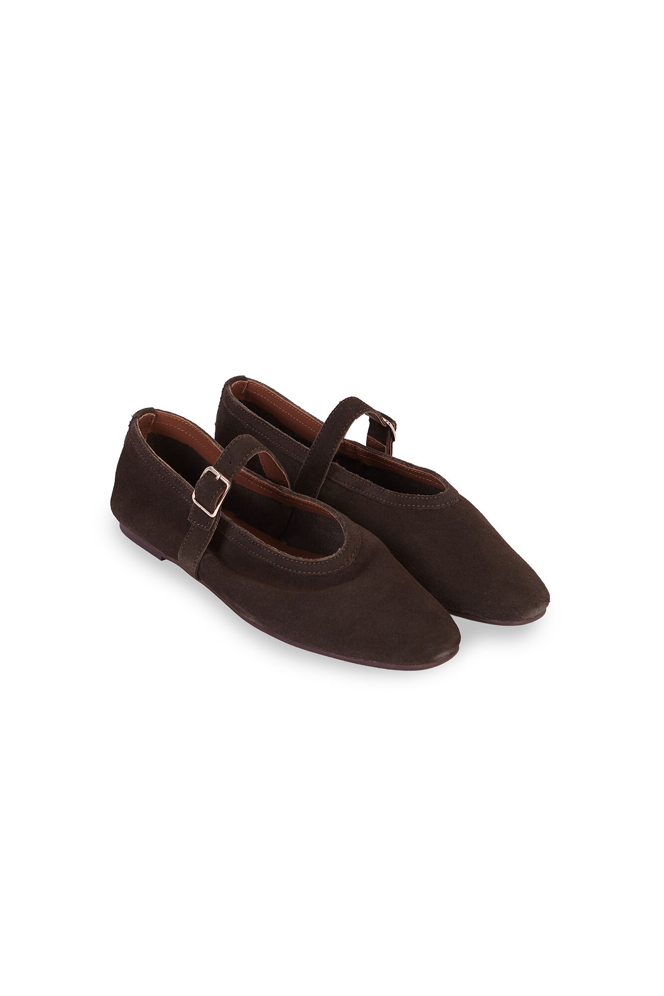 Cortefiel Flat strap ballet flats Dark brown
