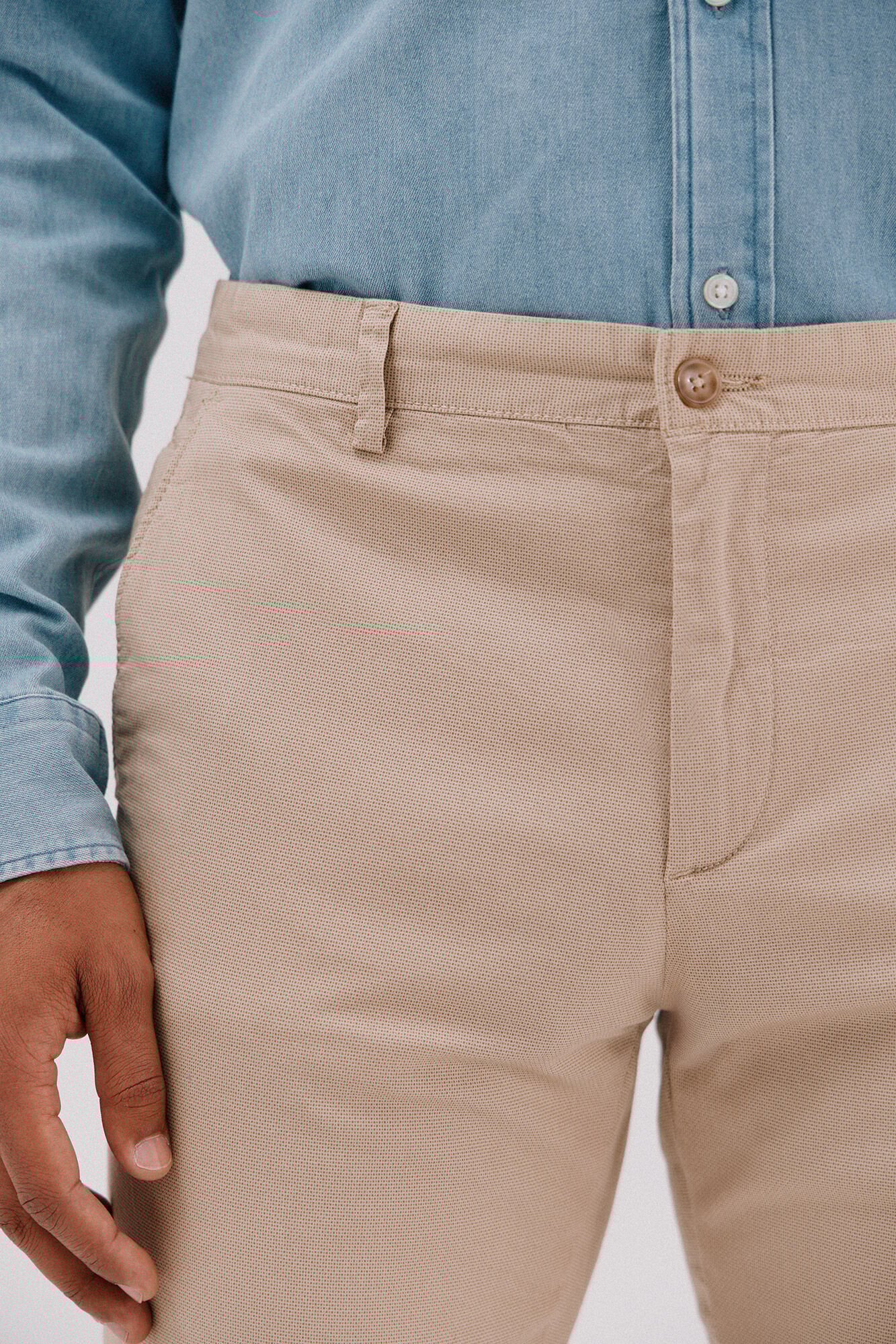 Cortefiel Slim-fit print chinos pants Beige