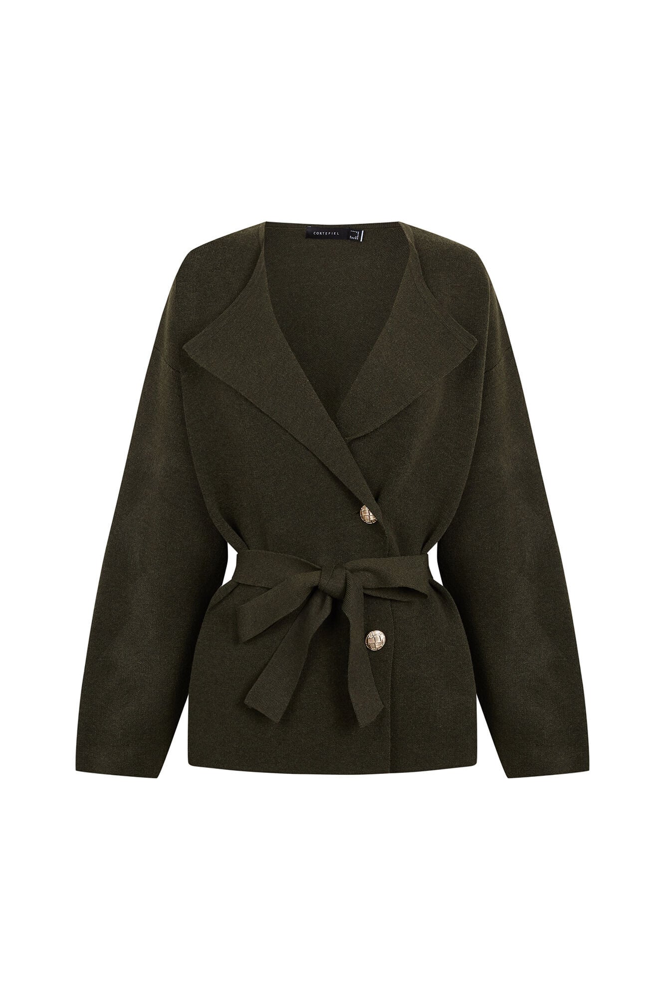 Cortefiel Knitted belted jacket Kaki