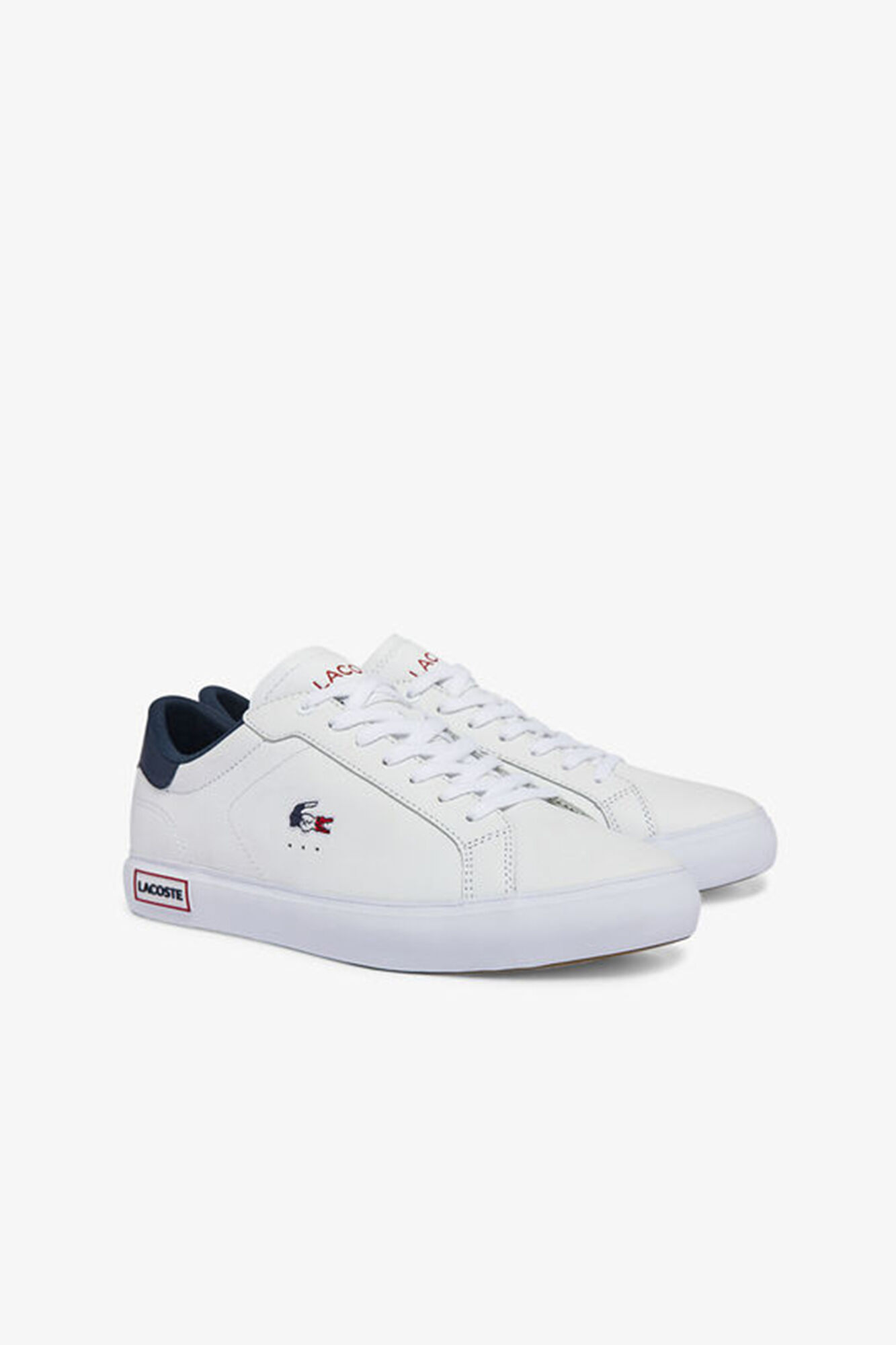 Lacoste Zapatillas powercourt de cuero multicolor para hombre Blanco