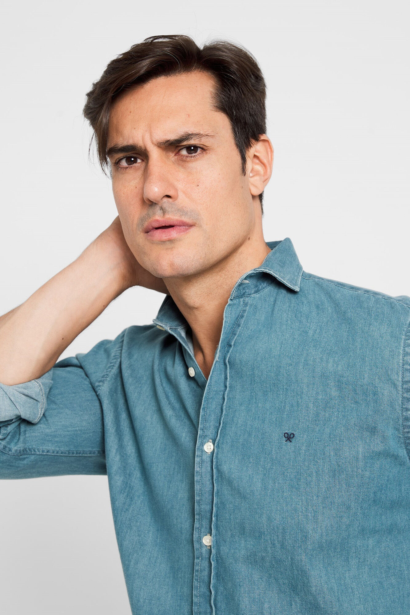 Silbon Camisa sport vaquera azul claro regular fit Azul