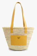 Silbon Capazo rafia bolsillo piel Arena