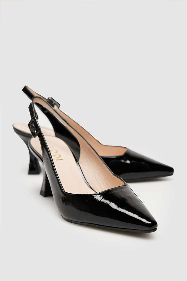 Cortefiel Leather slingback court shoe by LODI  Black