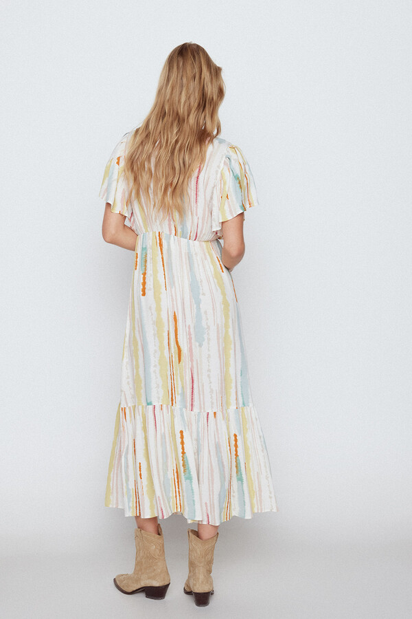 Cortefiel Printed dress with knotted detail Multicolour