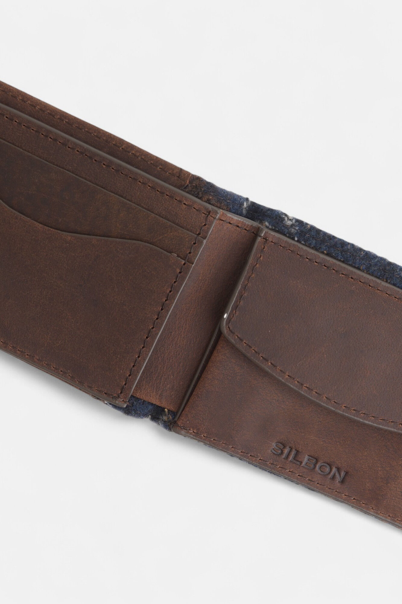 Silbon Carteira de couro de tecido &eacute;tnico