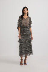 Silbon Blusa estampado com babados Multicolorido