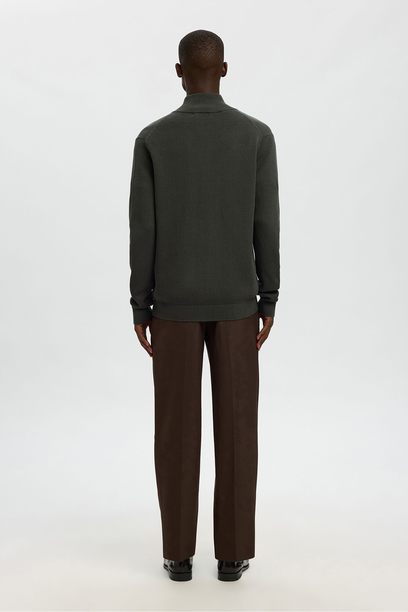 Selected 100% organic cotton jersey-knit zip fastening jacket Dark green