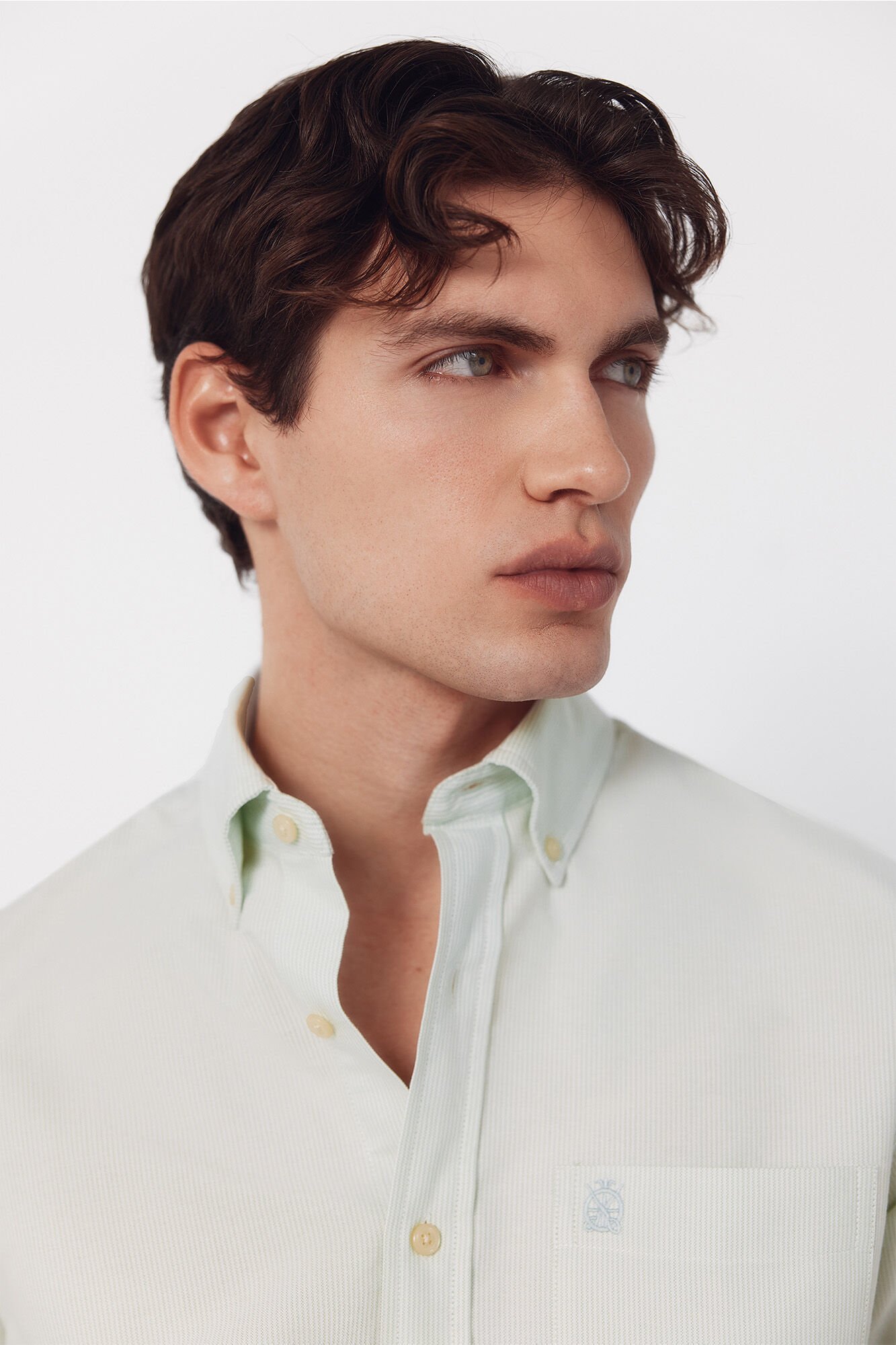 Cortefiel Camisa oxford raya candela Verde oscuro