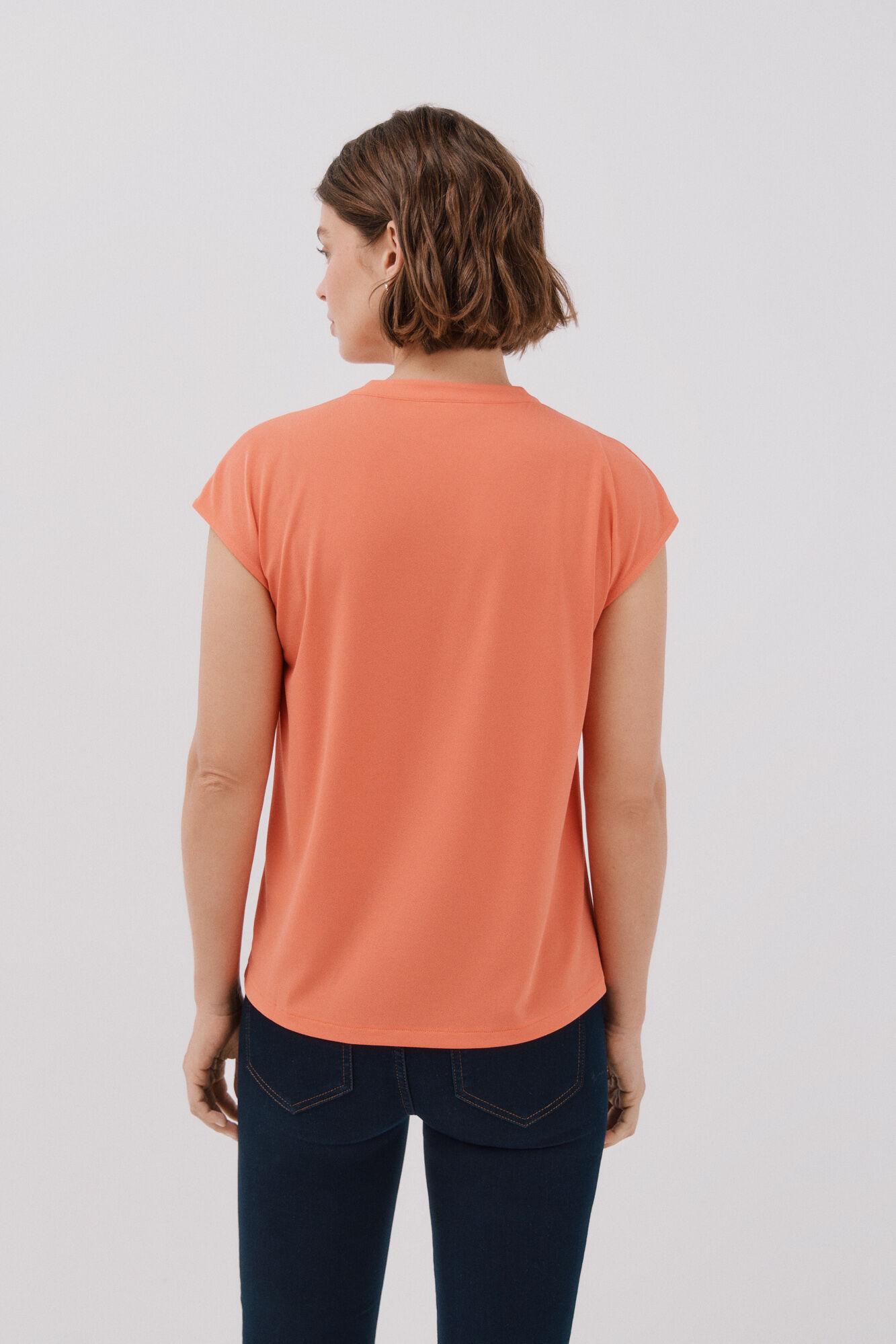 Cortefiel Camiseta b&aacute;sica com gola mao negada Vermelho