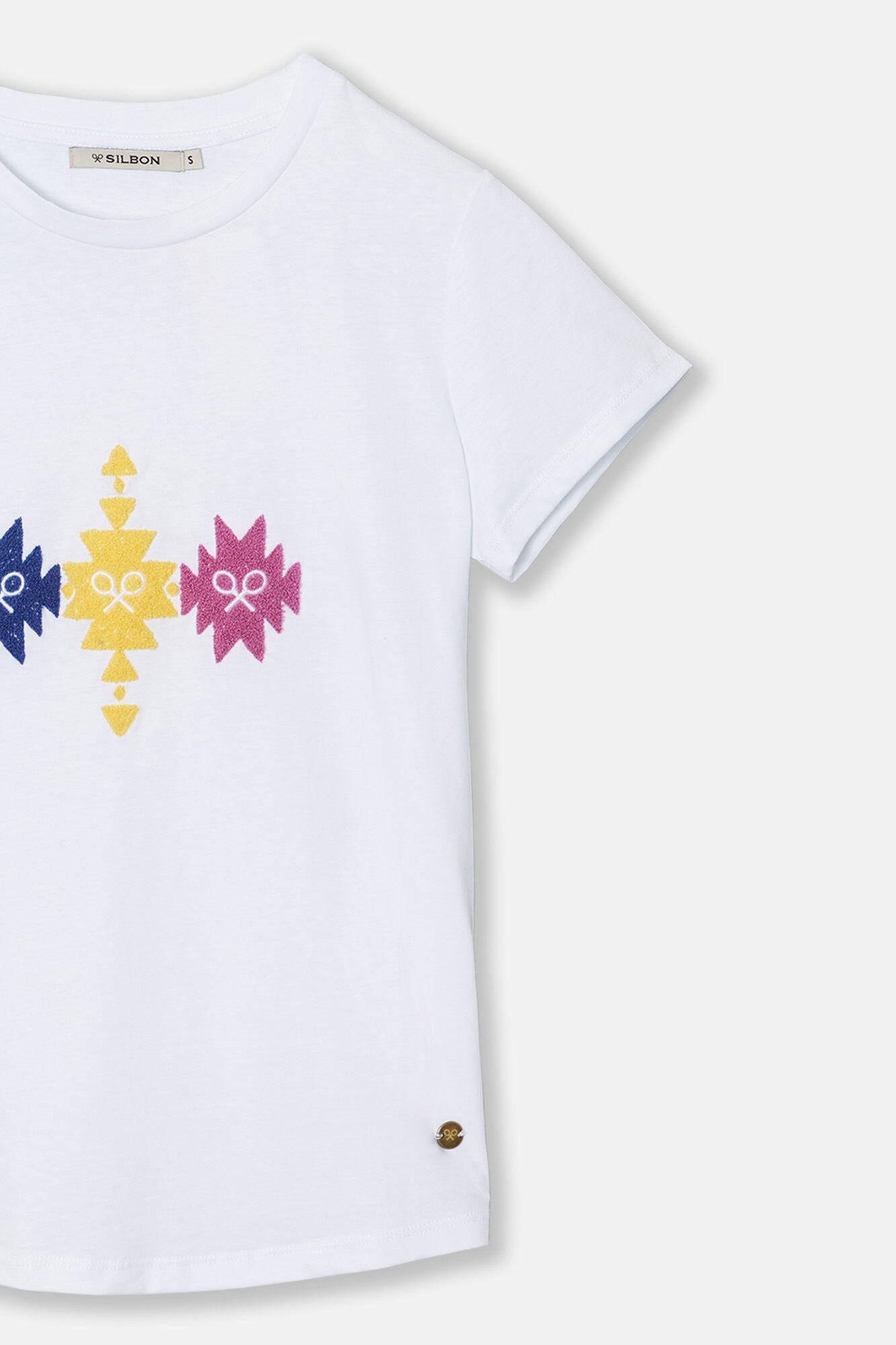 Silbon T-shirt woman desenho ikat Branco