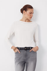 Cortefiel Lace boat neckline -shirt White