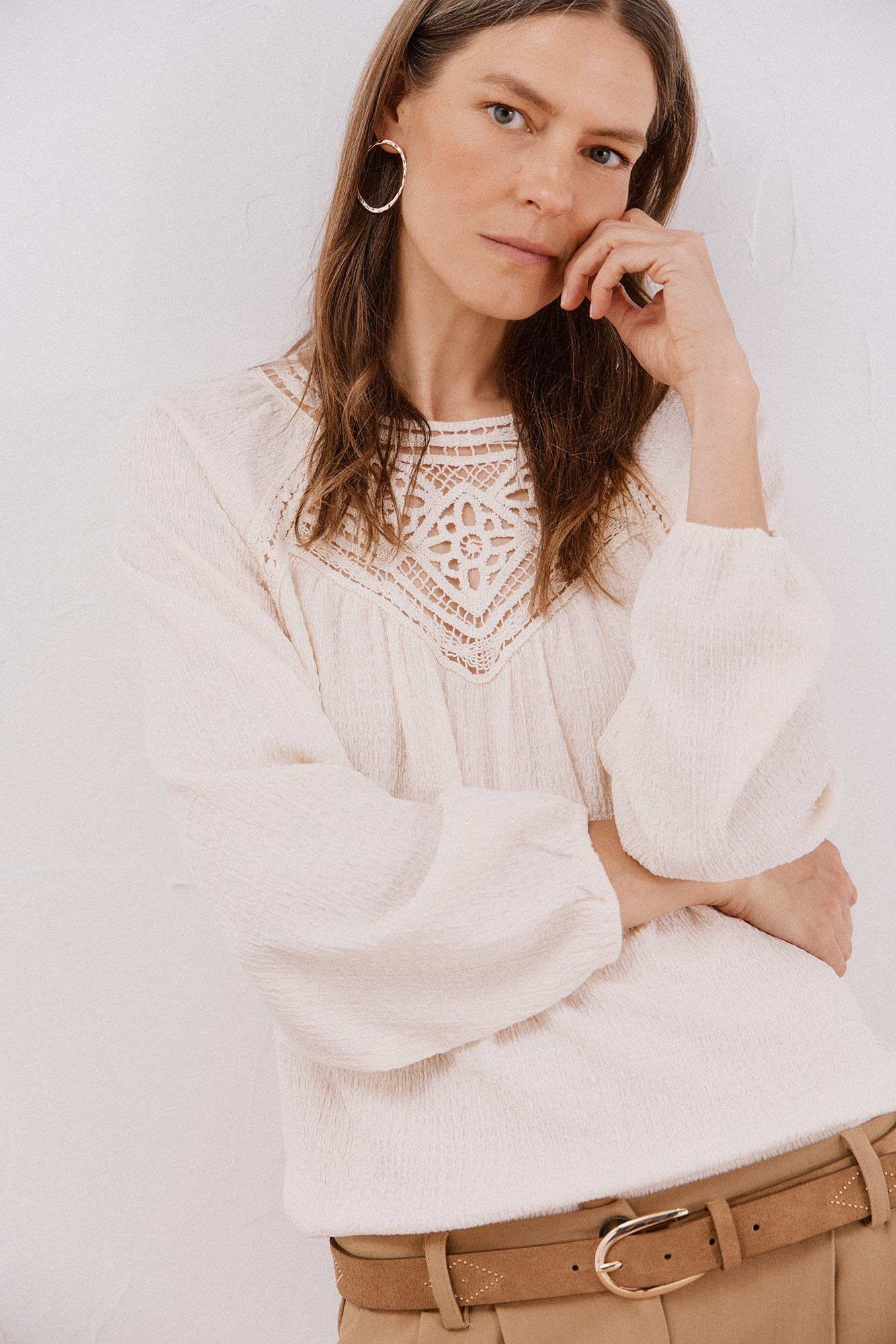 Cortefiel crochet patch top