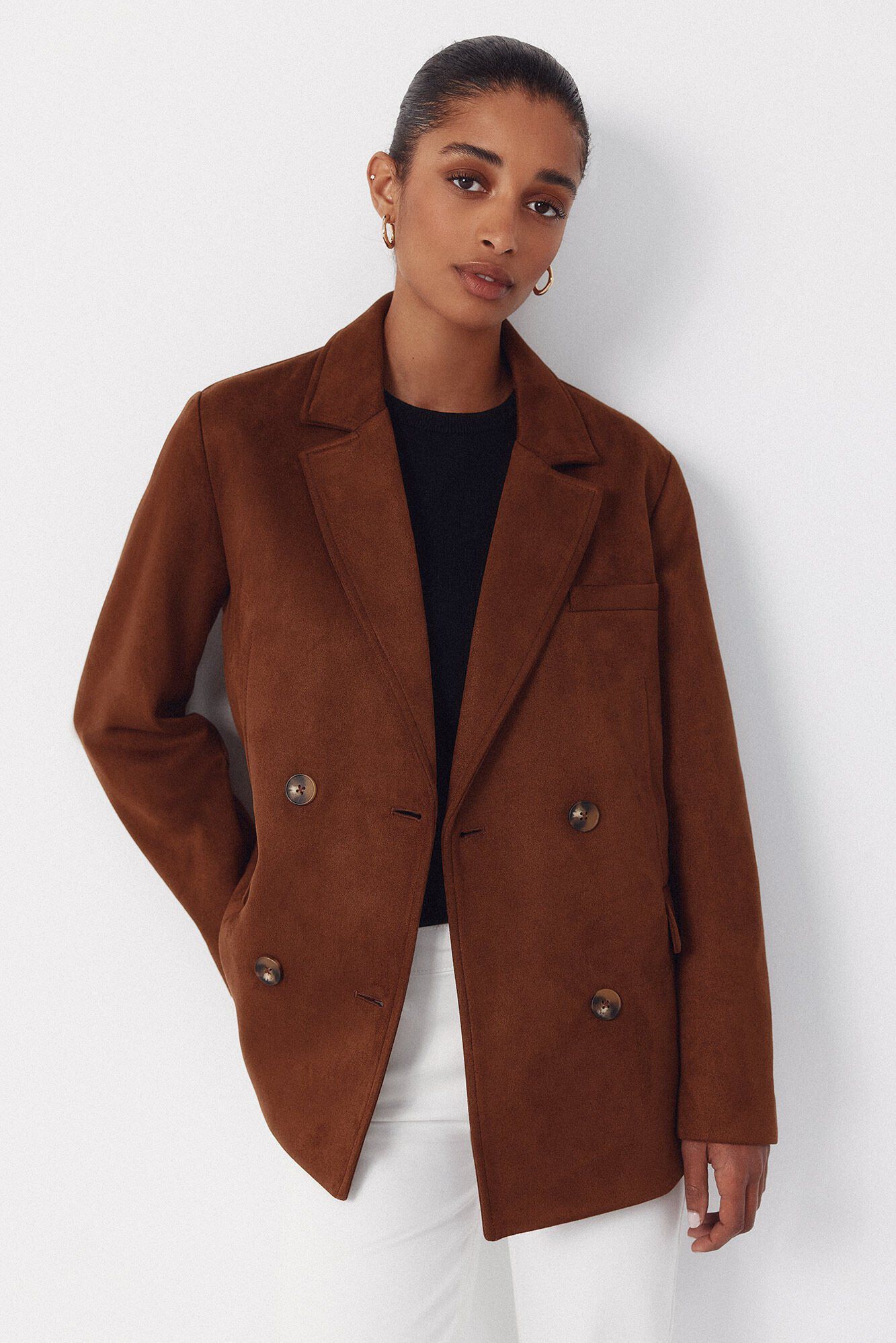 Cortefiel American-style fabric with a suede effect Brown