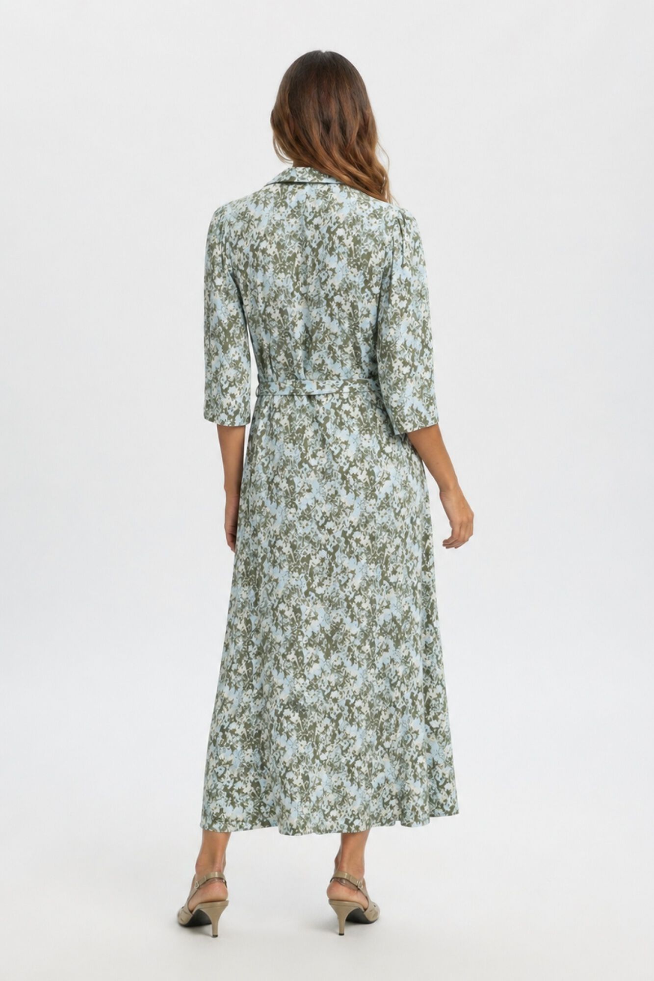 Selected Vestido largo estampado Verde