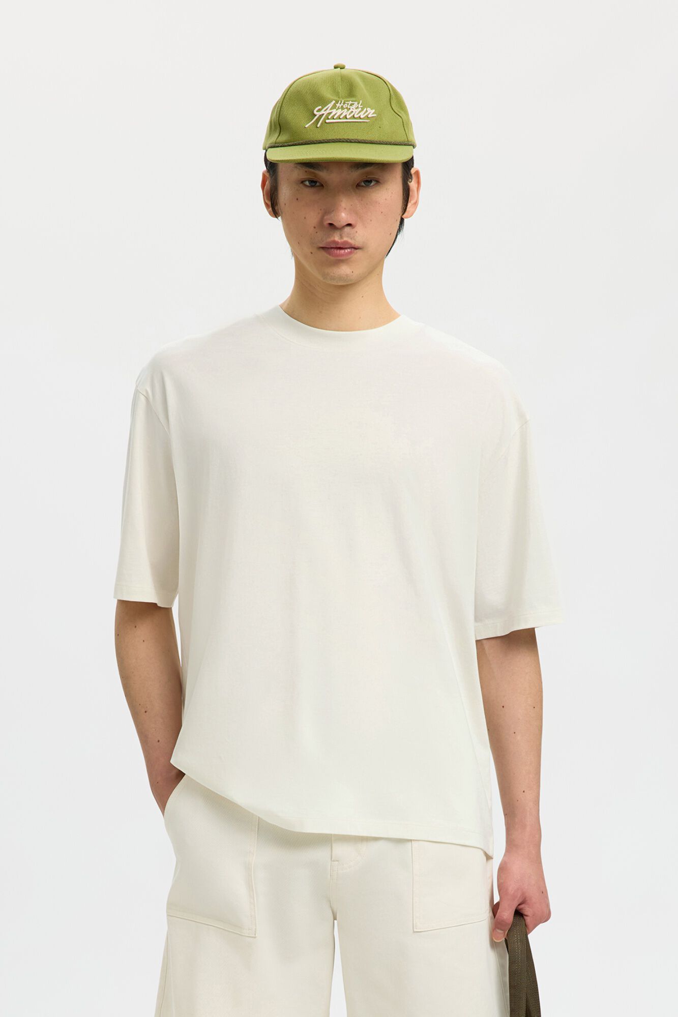 Selected T-shirt de manga curta estampada Branco