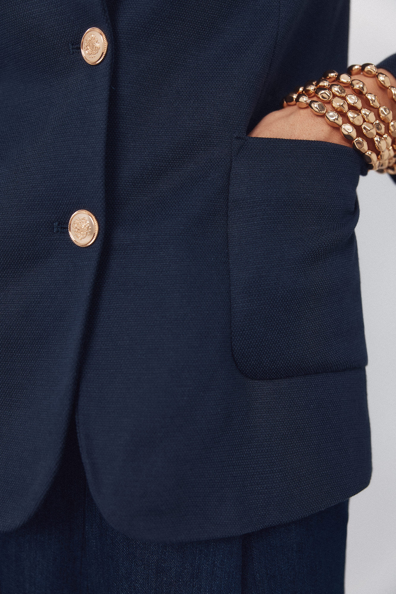 Cortefiel Piqu&eacute;-knit blazer Navy