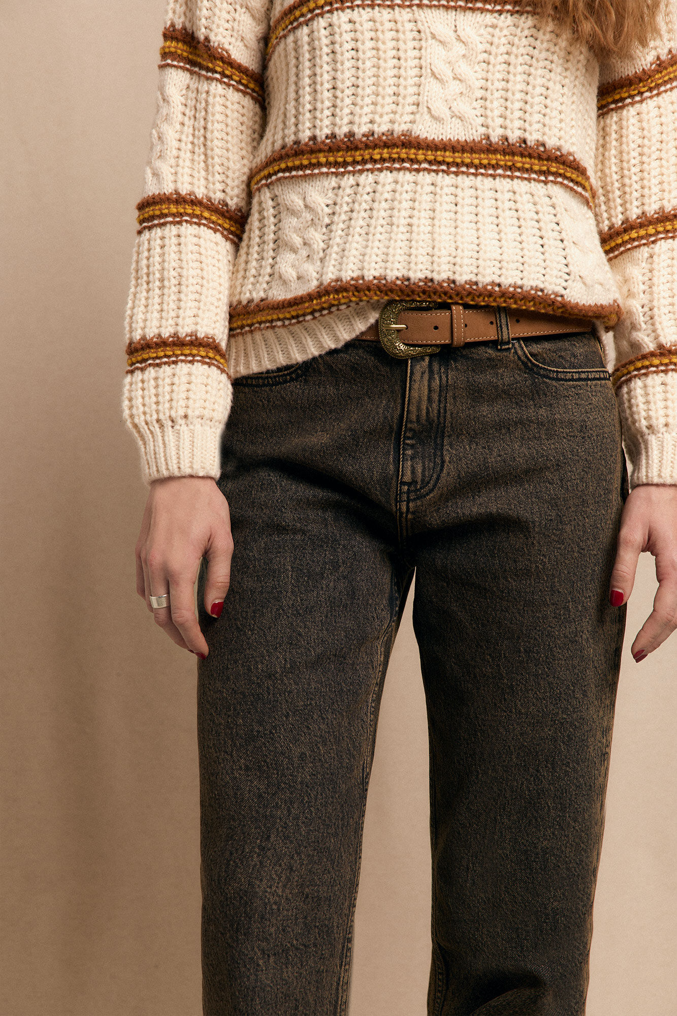 Slowlove Jeans marrom tingido Cinzento