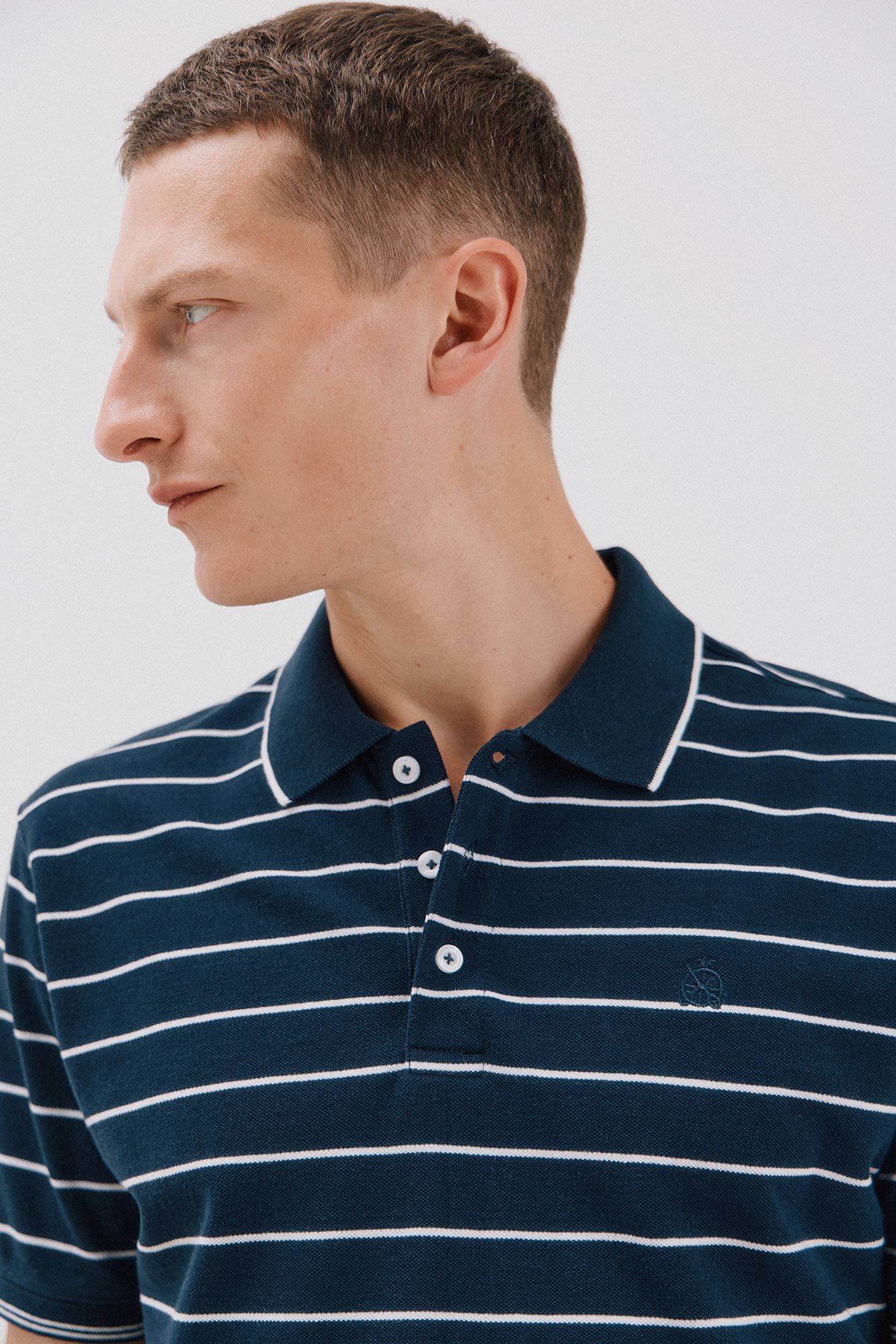 Cortefiel Striped polo shirt Navy