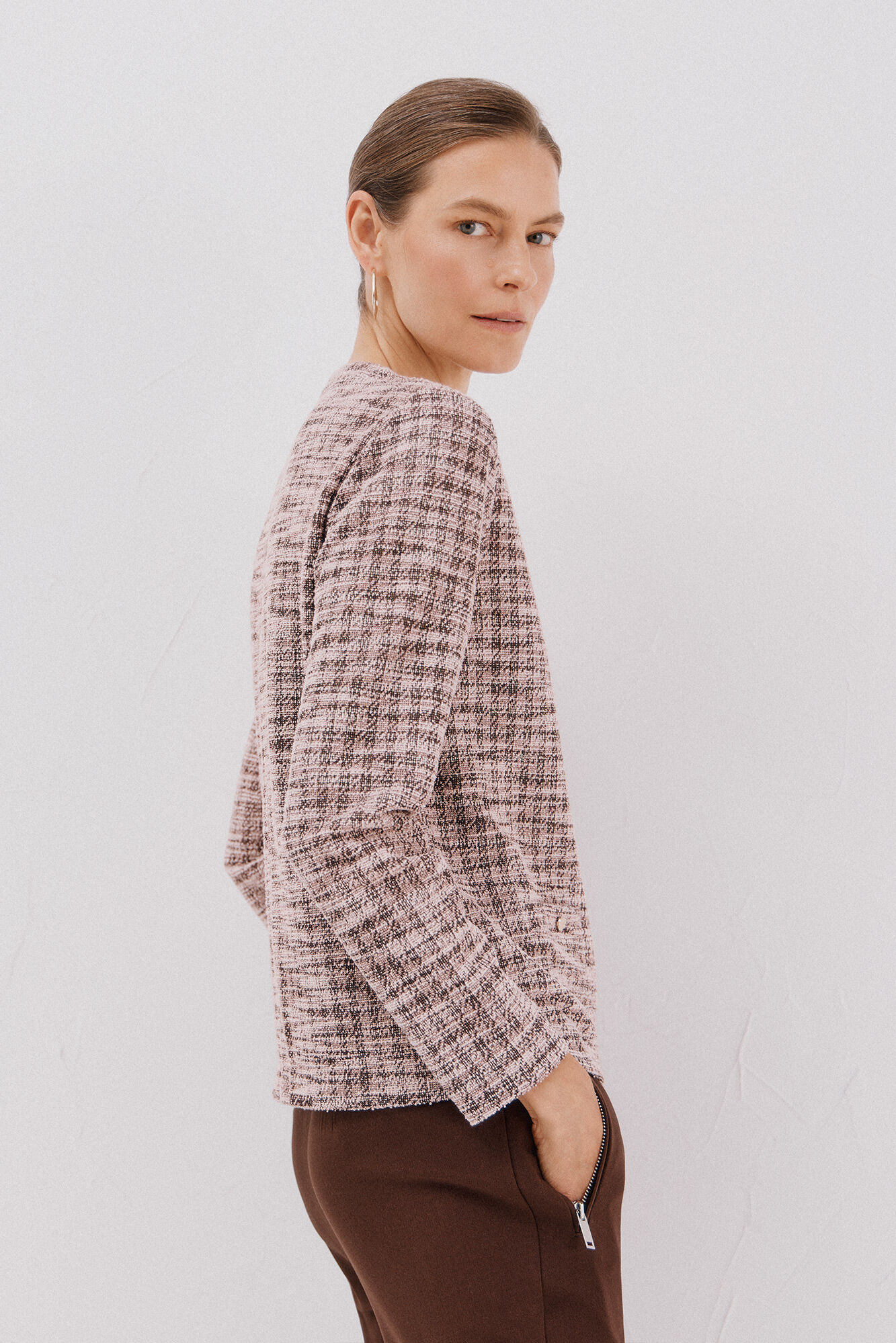 Cortefiel Tweed cardigan Pink