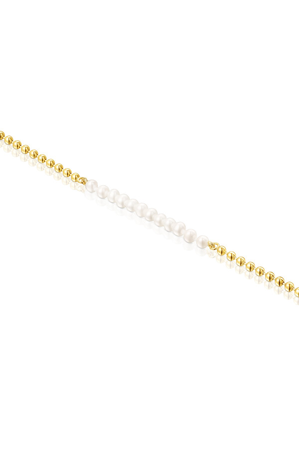 Cortefiel Pulsera de plata vermeil y perlas Gold