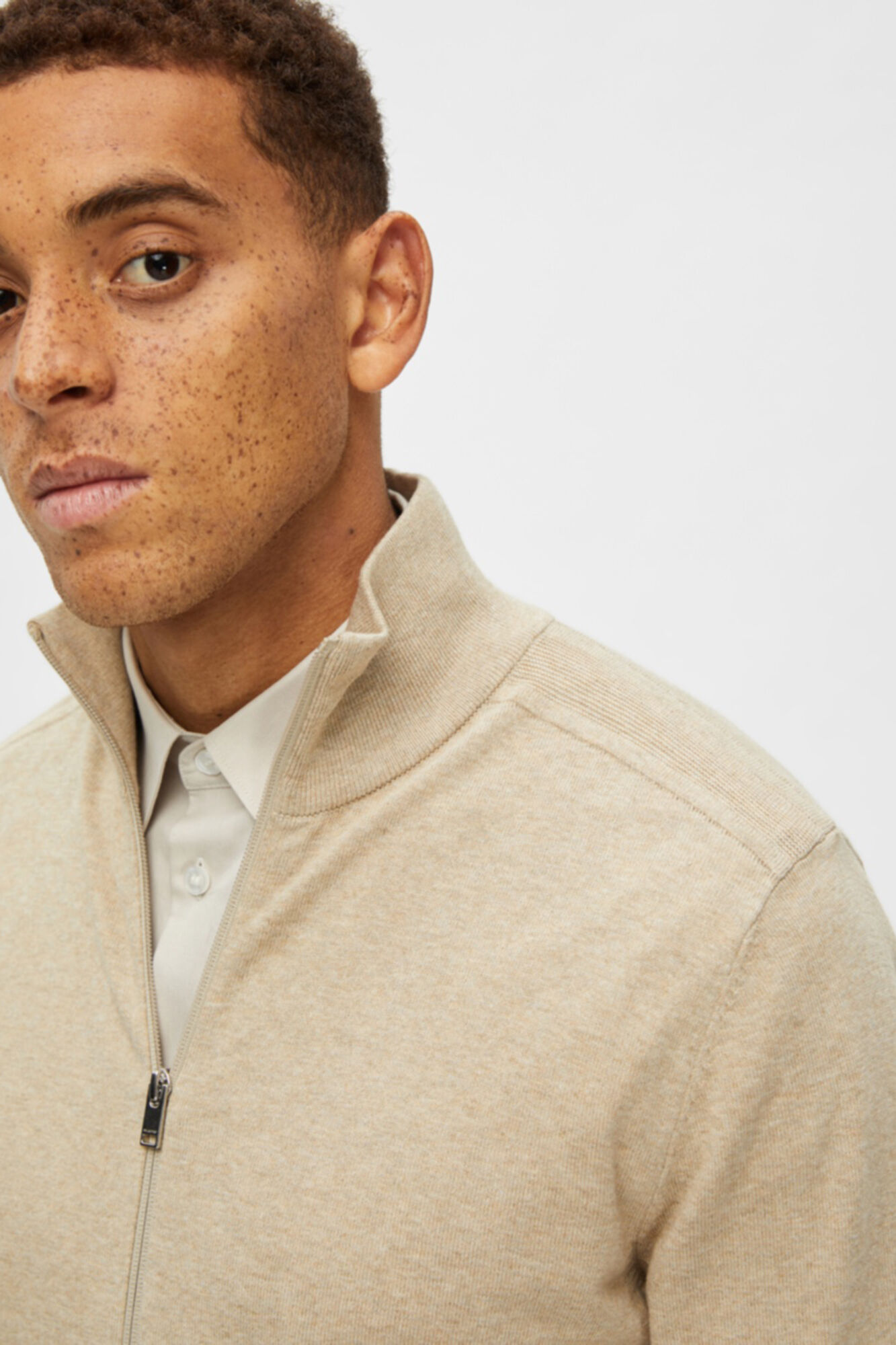 Selected C&aacute;rdigan de cremallera 100% algod&oacute;n Verde