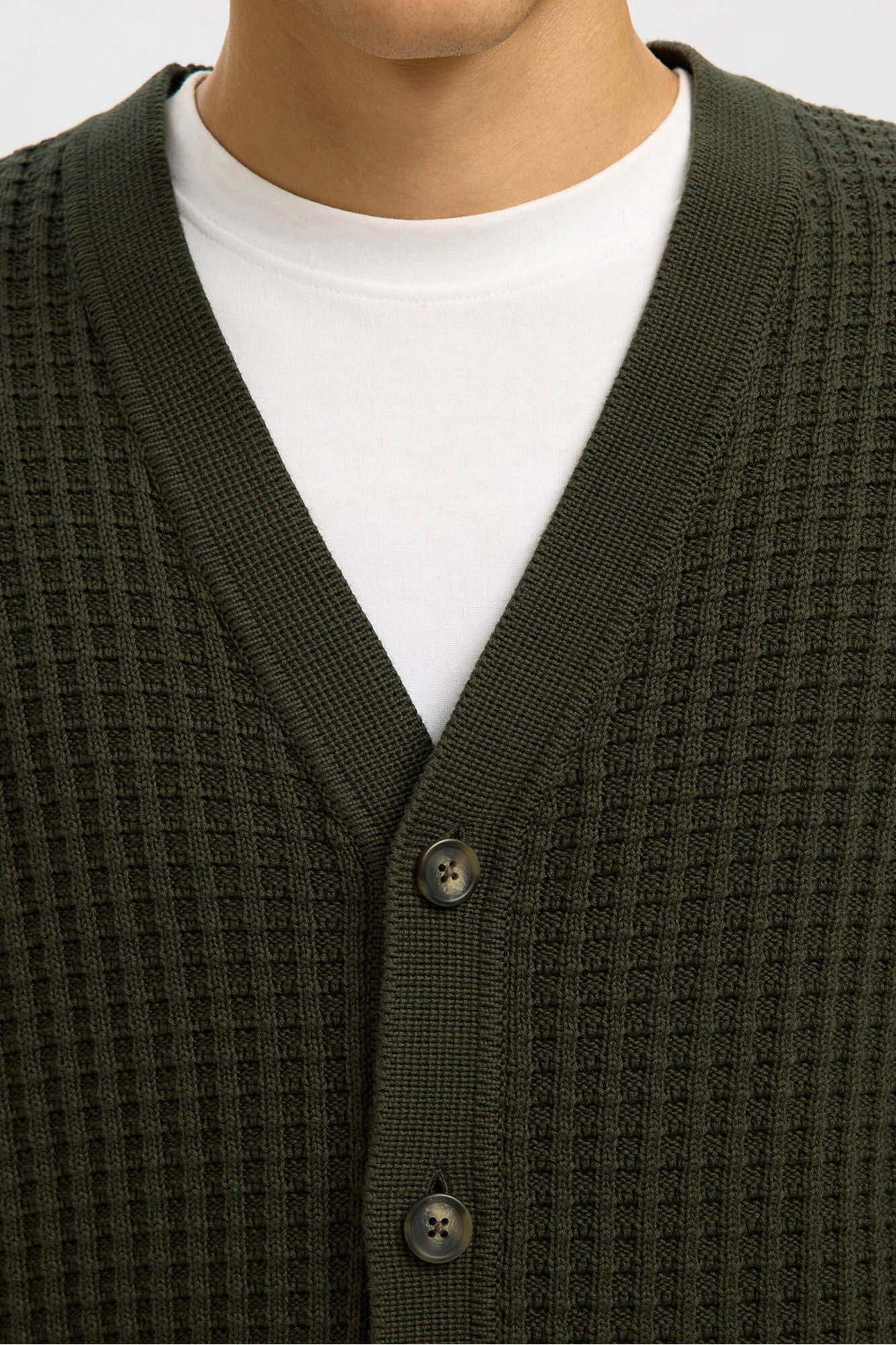 Selected C&aacute;rdigan cuello en pico 100% algod&oacute;n org&aacute;nico