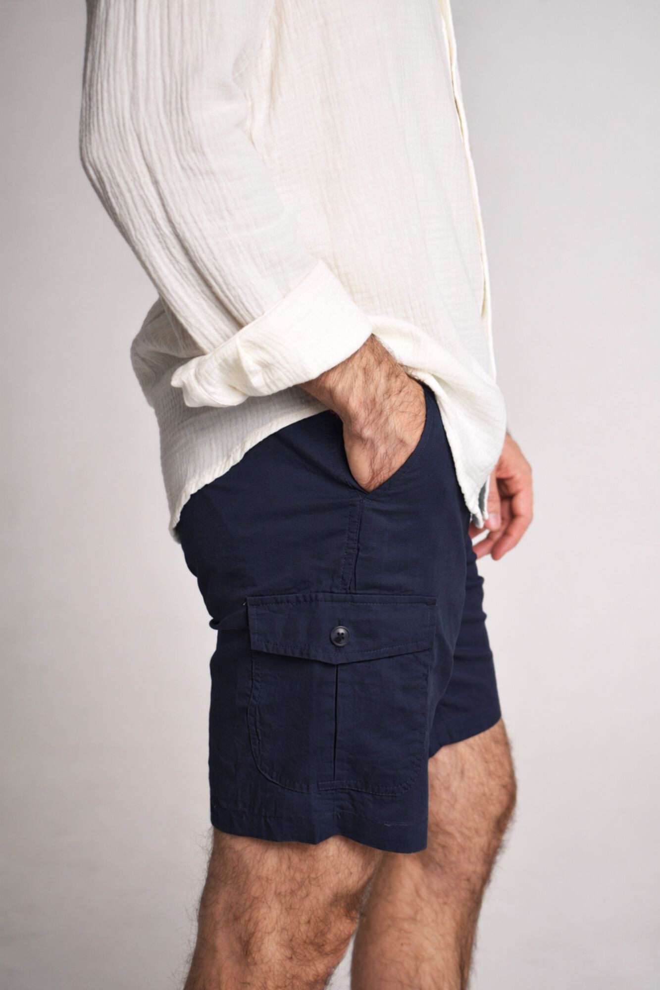 Cloking Bermuda de linho cargo