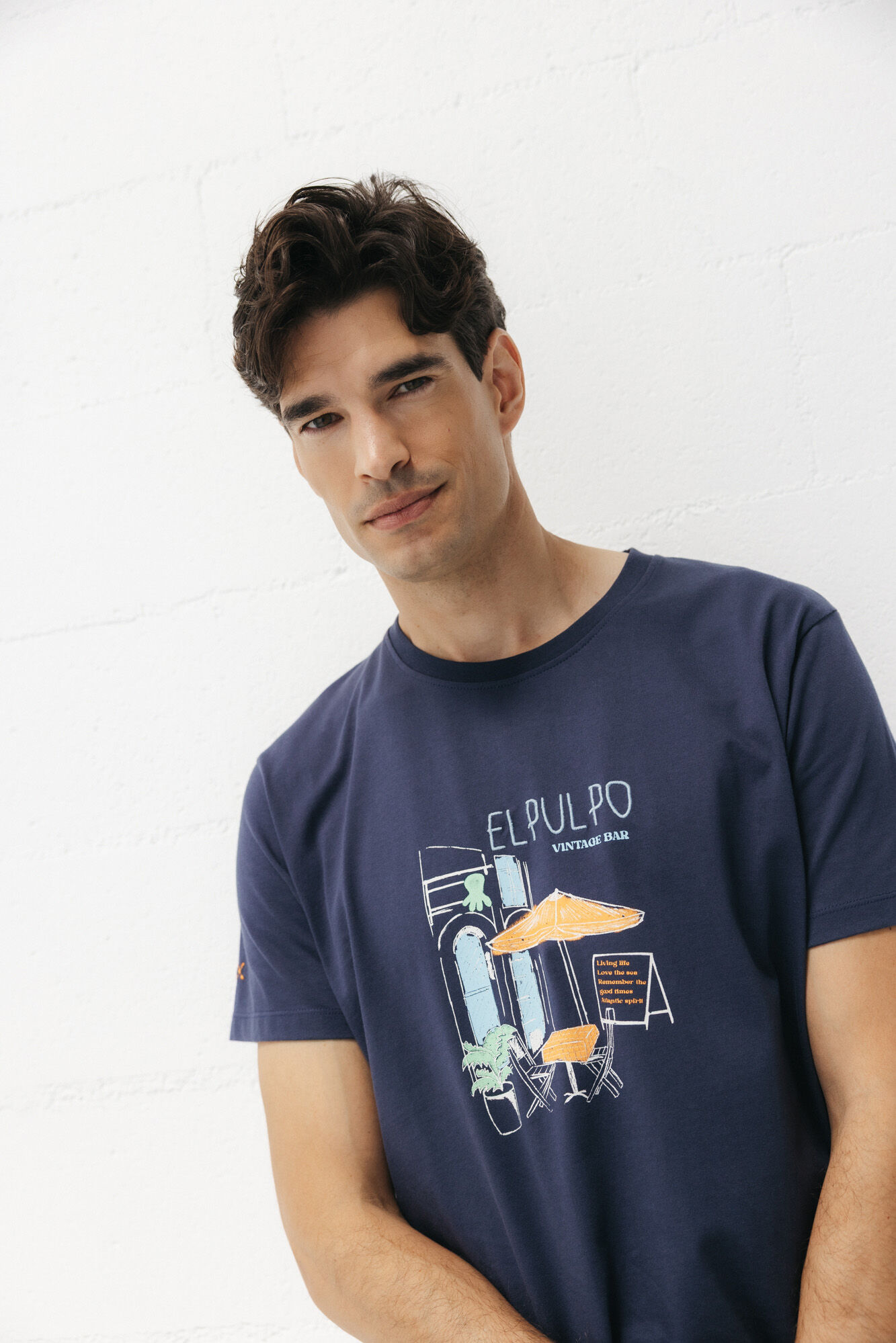 elPulpo Vintage Octopus Bar T-shirt Navy