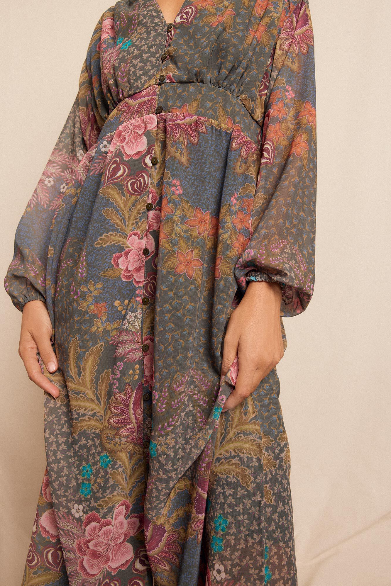 Slowlove Vestido comprido estampado Verde