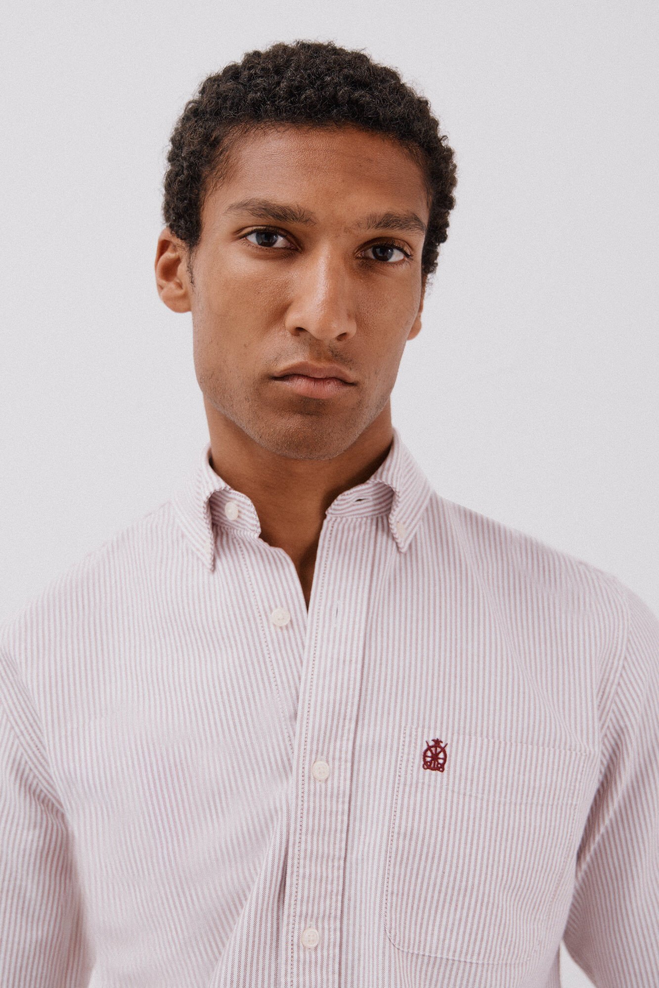 Cortefiel Candle stripe oxford shirt Maroon